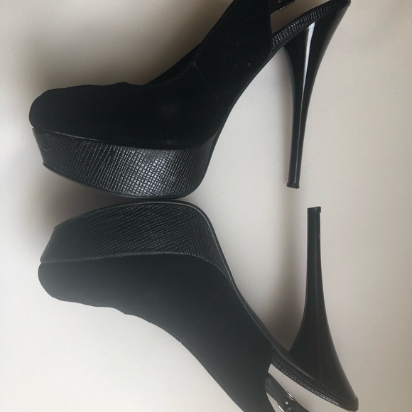 Black suede peep toe shoes - Picture 4 of 4